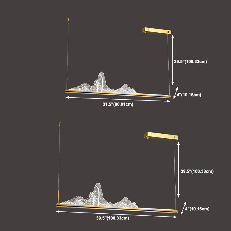 Modern Style Linear Shape Island Lighting Idea Metal 1 Light Island Pendant in Gold