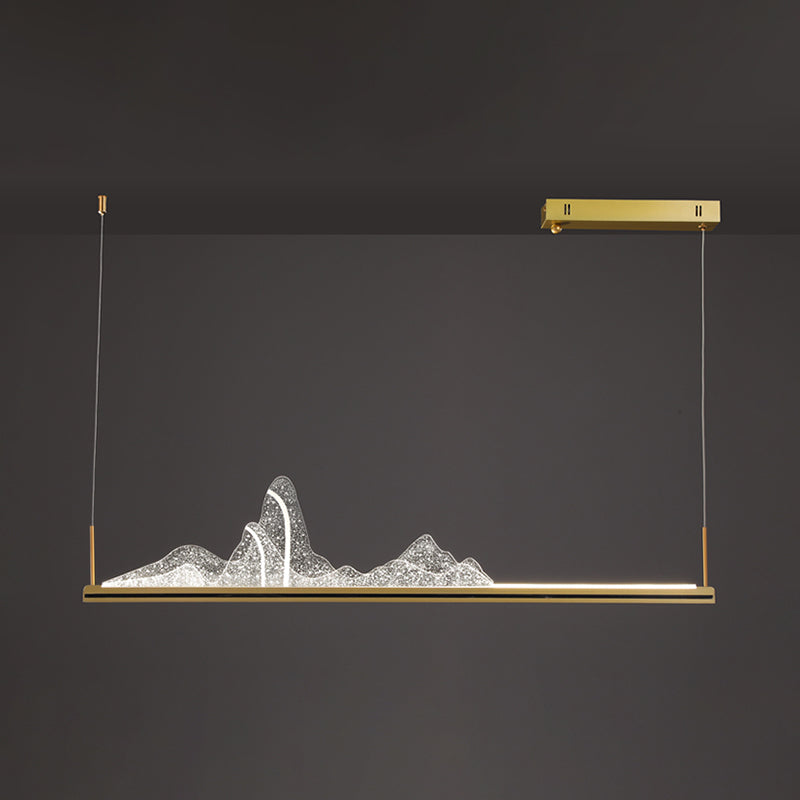 Modern Style Linear Shape Island Lighting Idea Metal 1 Light Island Pendant in Gold