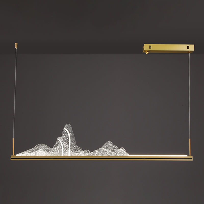 Modern Style Linear Shape Island Lighting Idea Metal 1 Light Island Pendant in Gold