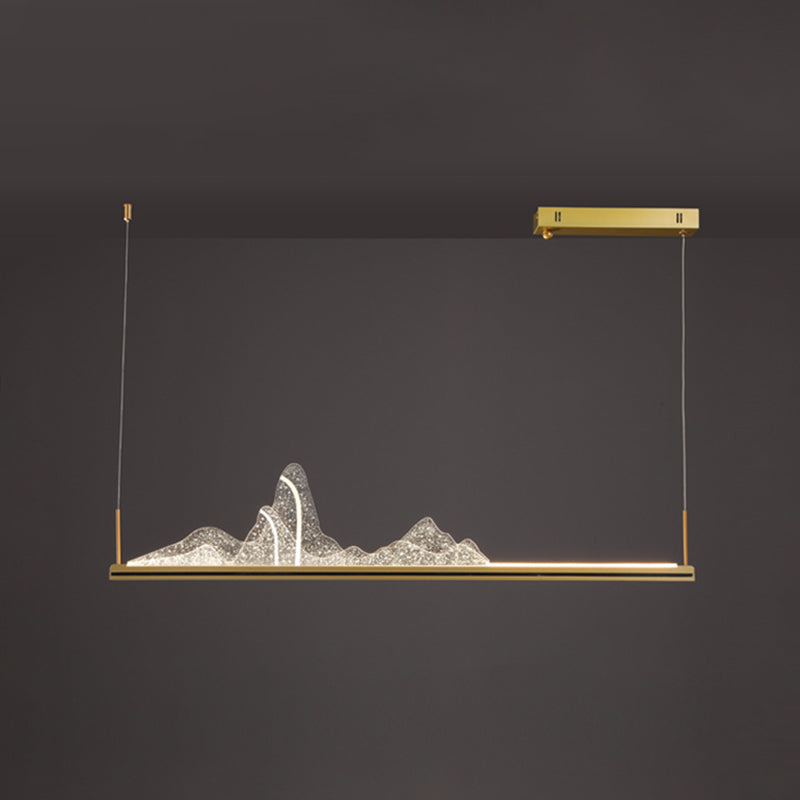 Modern Style Linear Shape Island Lighting Idea Metal 1 Light Island Pendant in Gold