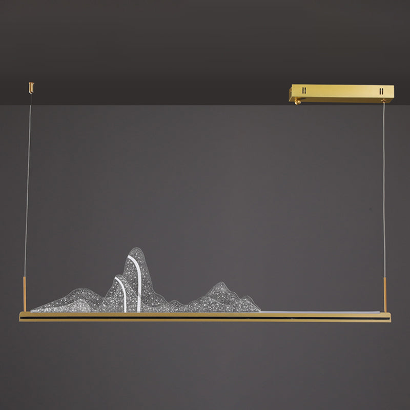 Modern Style Linear Shape Island Lighting Idea Metal 1 Light Island Pendant in Gold