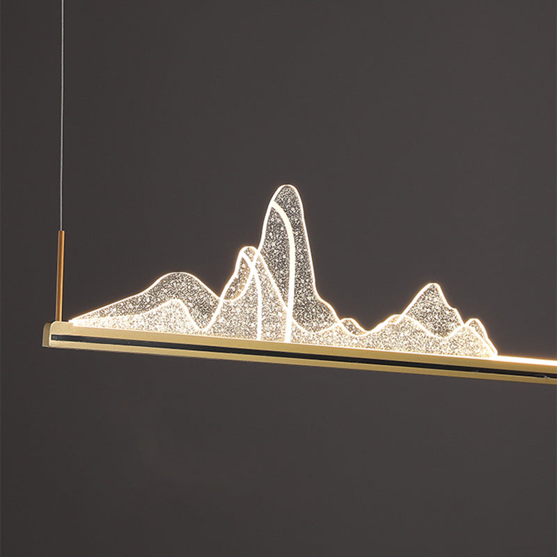 Modern Style Linear Shape Island Lighting Idea Metal 1 Light Island Pendant in Gold