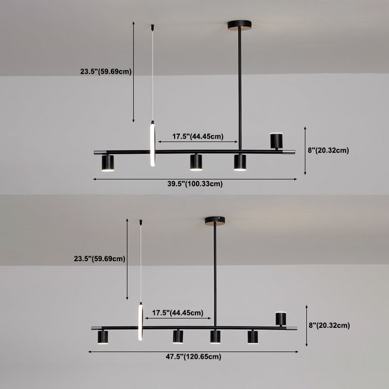Contemporary Style Cylinder Island Lighting  Metal Island Light Fixtures