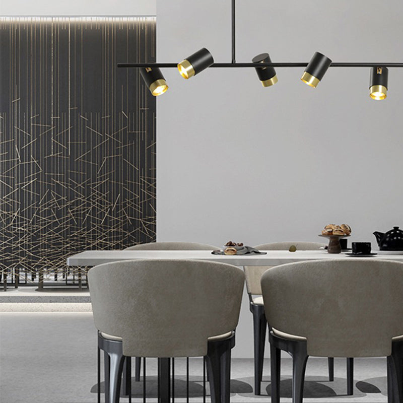 Contemporary Style Cylinder Island Lighting Ideas Metal Island Light Fixtures in Black