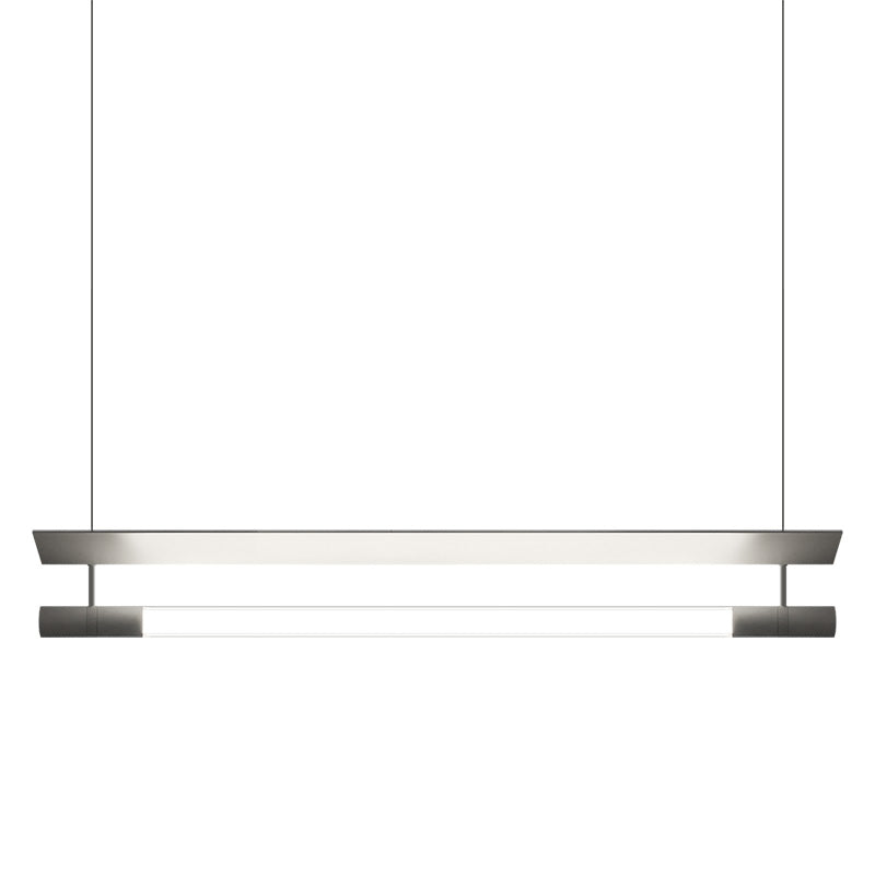 Modern Style Linear Shape Island Lighting Idea Metal 1 Light Island Pendant in Silver