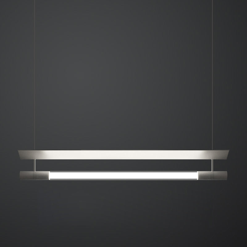 Modern Style Linear Shape Island Lighting Idea Metal 1 Light Island Pendant in Silver