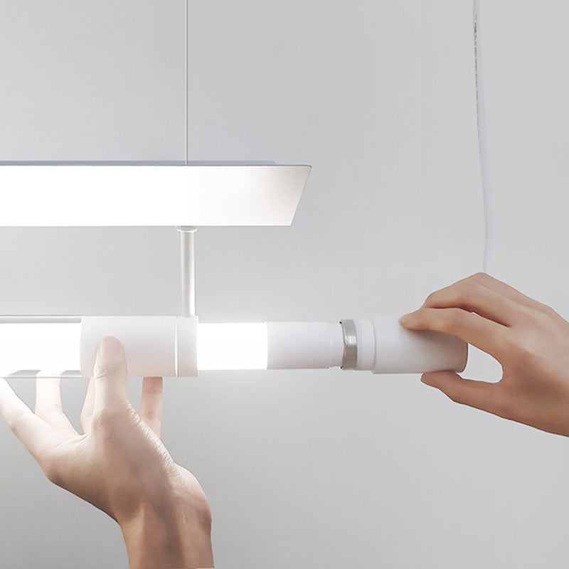 Modern Style Linear Shape Island Lighting Idea Metal 1 Light Island Pendant in Silver