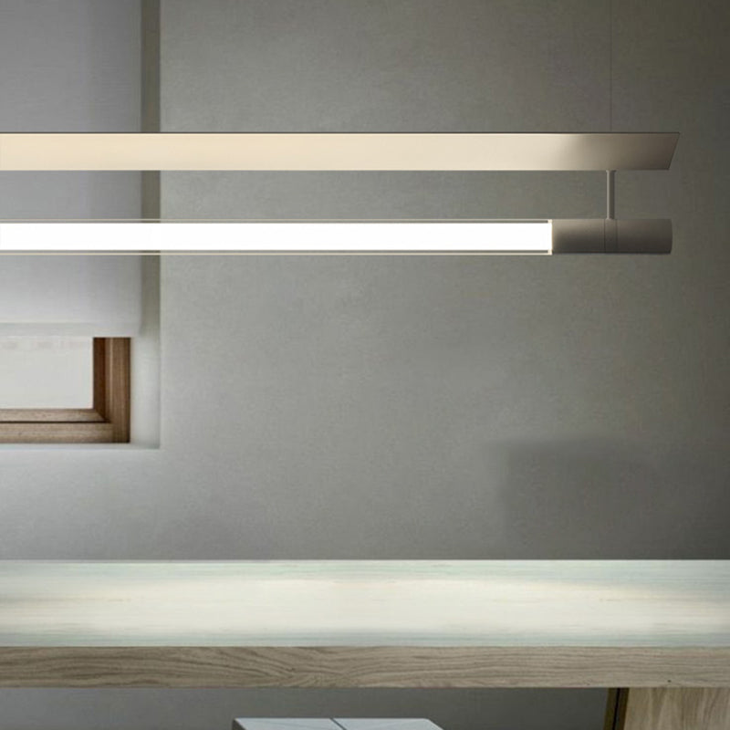 Modern Style Linear Shape Island Lighting Idea Metal 1 Light Island Pendant in Silver