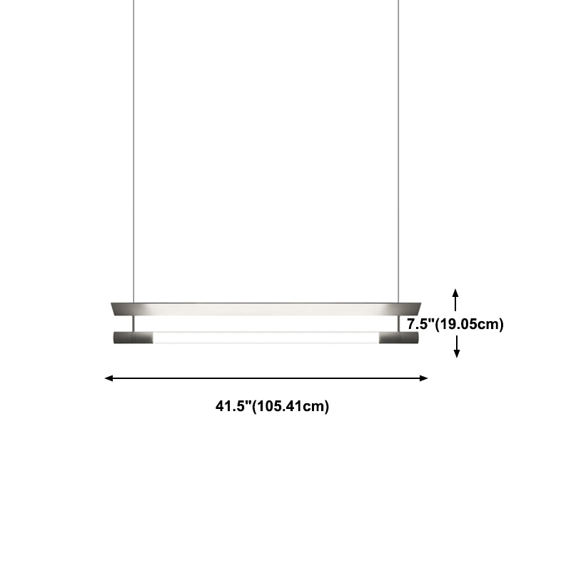 Modern Style Linear Shape Island Lighting Idea Metal 1 Light Island Pendant in Silver