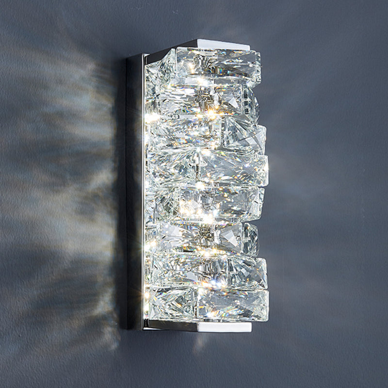 Contemporary Metal Wall Light Geometric Wall Sconce with Crystal for Bedroom