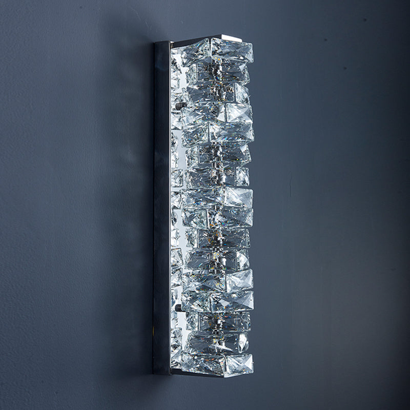 Contemporary Metal Wall Light Geometric Wall Sconce with Crystal for Bedroom