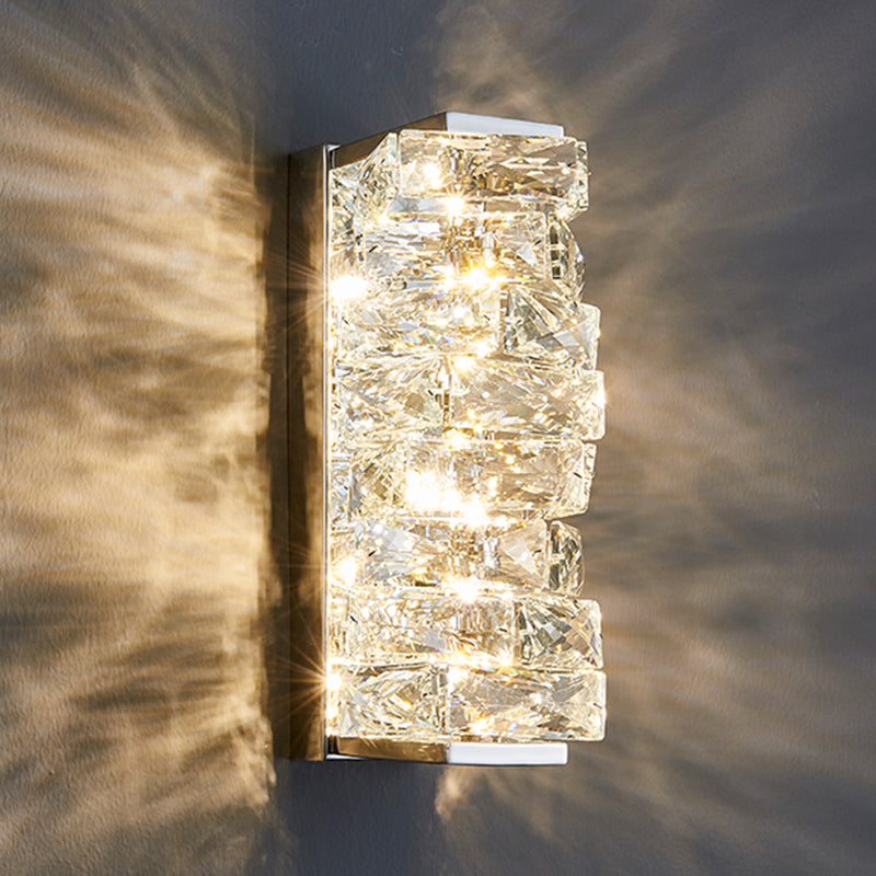 Contemporary Metal Wall Light Geometric Wall Sconce with Crystal for Bedroom