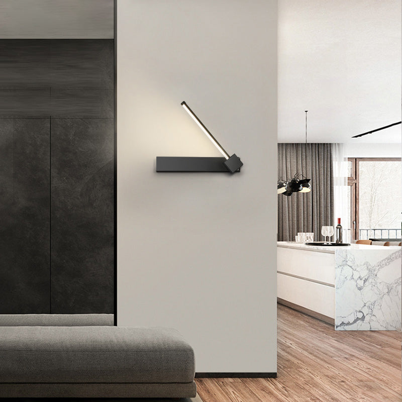 Modern Metal Wall Light Straight Rotatable 12" Wide Wall Sconce for Bedroom