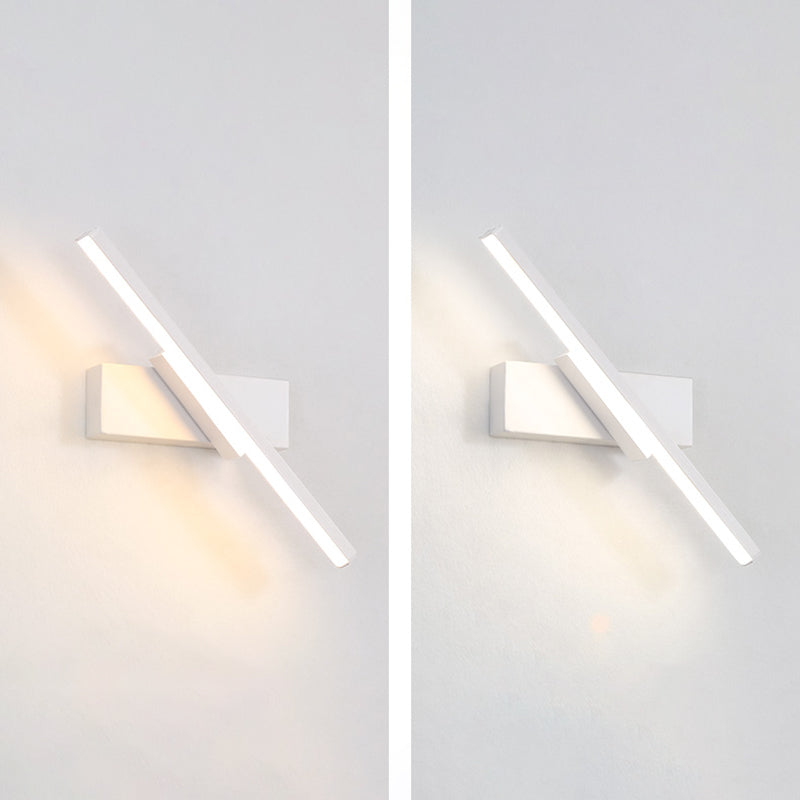 Modern Metal Wall Light Straight Rotatable 12" Wide Wall Sconce for Bedroom