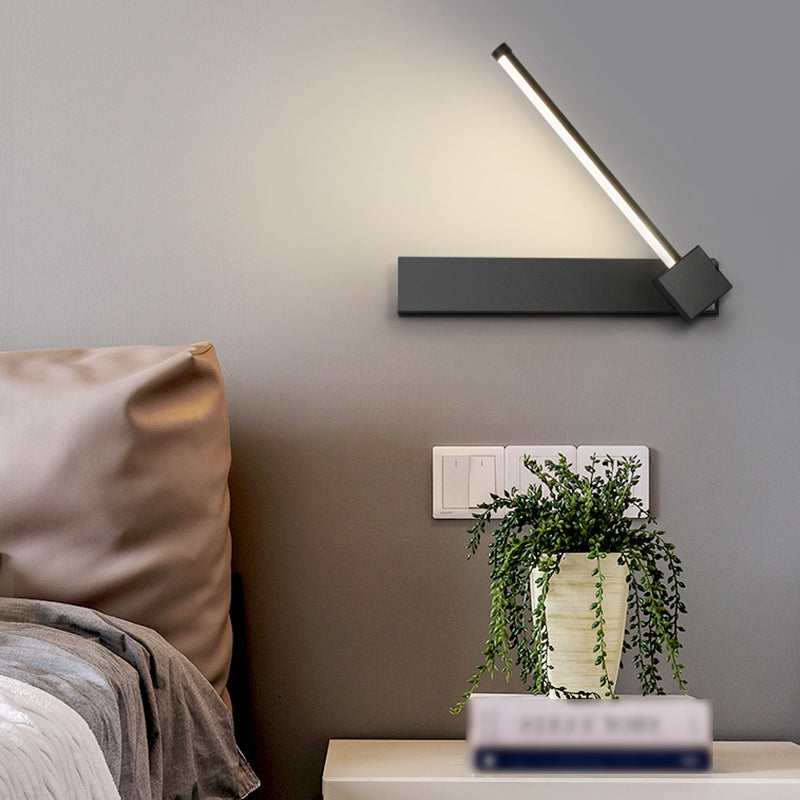 Modern Metal Wall Light Straight Rotatable 12" Wide Wall Sconce for Bedroom