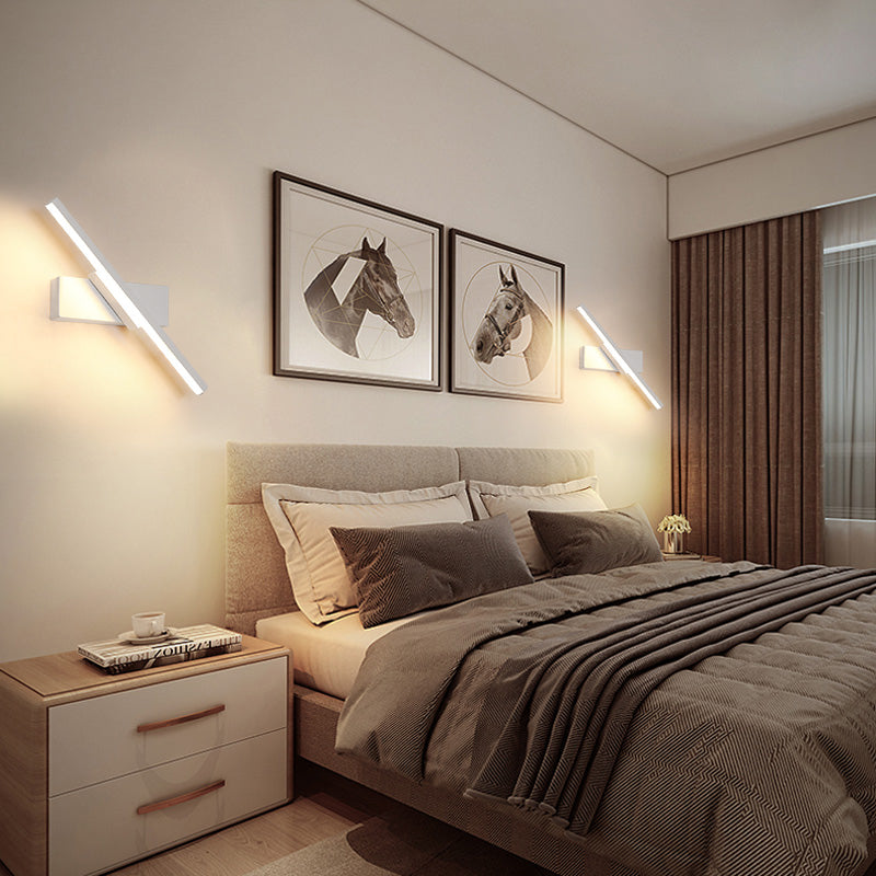 Modern Metal Wall Light Straight Rotatable 12" Wide Wall Sconce for Bedroom