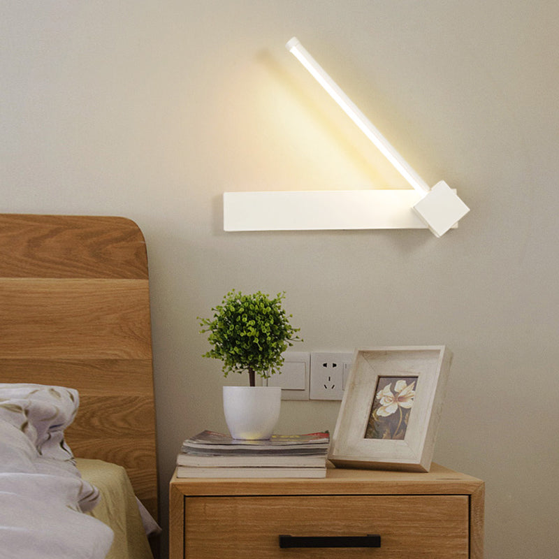 Modern Metal Wall Light Straight Rotatable 12" Wide Wall Sconce for Bedroom