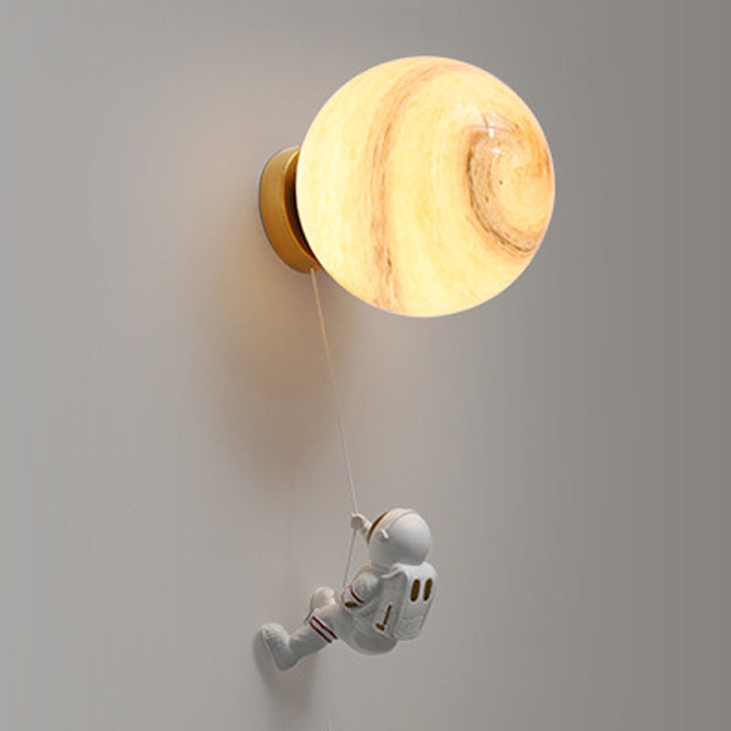 Modern Style Wall Mount Light 1-Light LED Wall Sconce Light with Glass Shade for Bedside