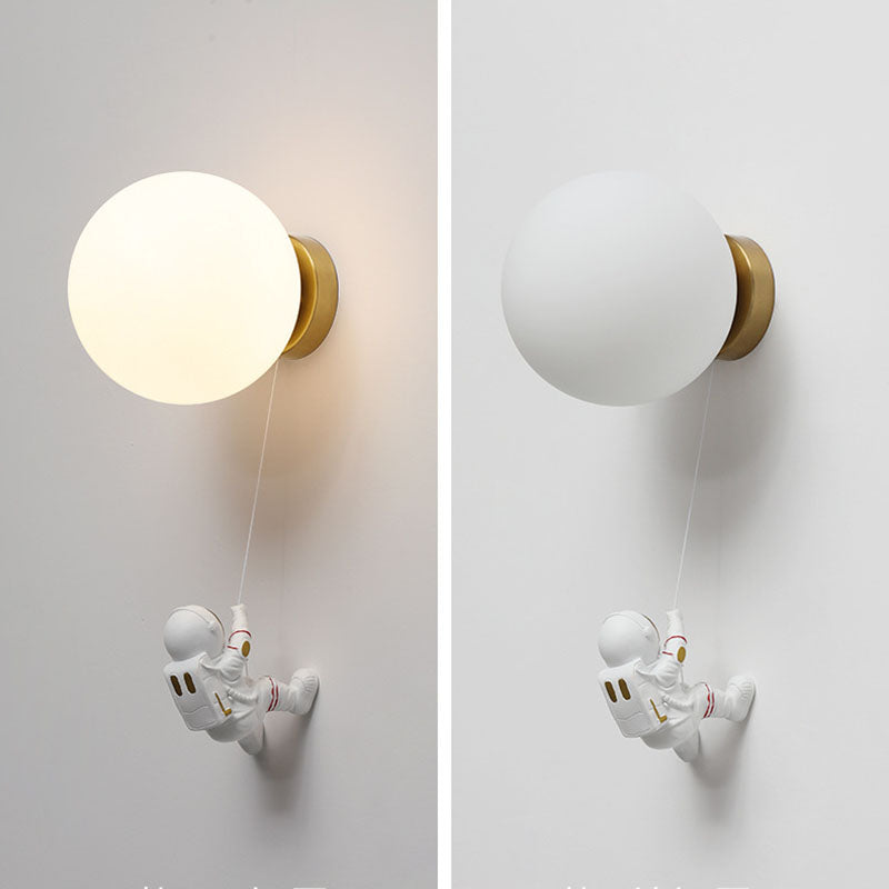 Modern Style Wall Mount Light 1-Light LED Wall Sconce Light with Glass Shade for Bedside