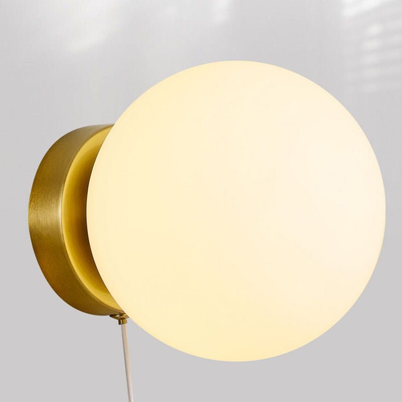 Modern Style Wall Mount Light 1-Light LED Wall Sconce Light with Glass Shade for Bedside