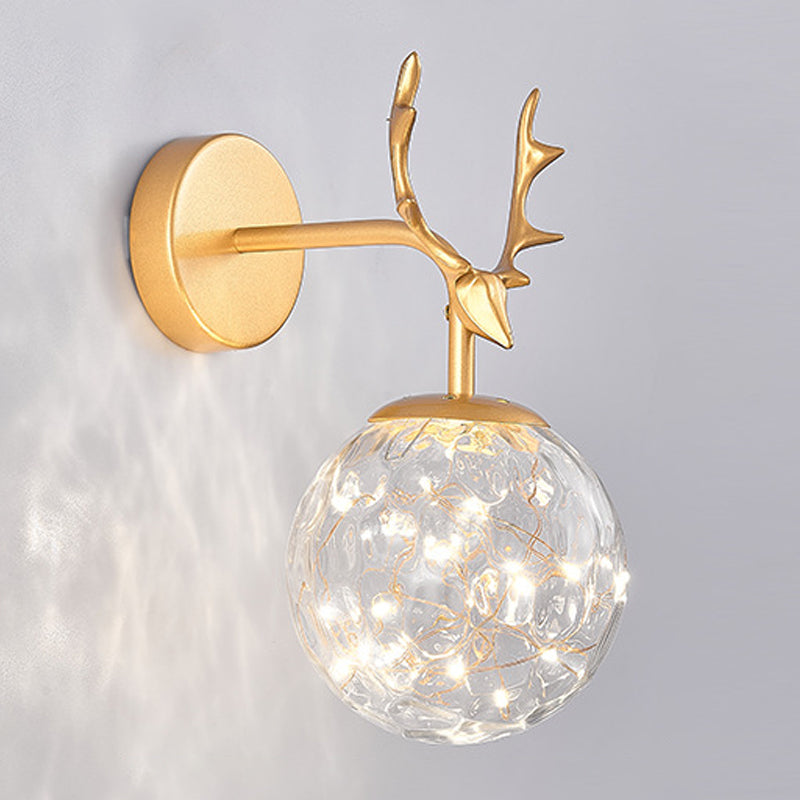 Modern Style Spherical Shape Wall Sconce Glass 1 Light Wall Lighting for Bedroom