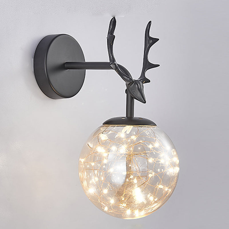 Modern Style Spherical Shape Wall Sconce Glass 1 Light Wall Lighting for Bedroom