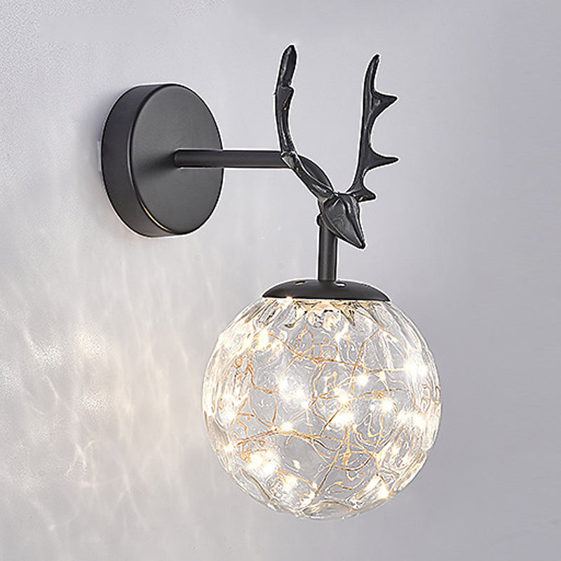 Modern Style Spherical Shape Wall Sconce Glass 1 Light Wall Lighting for Bedroom