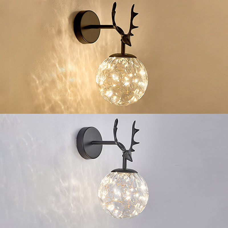 Modern Style Spherical Shape Wall Sconce Glass 1 Light Wall Lighting for Bedroom