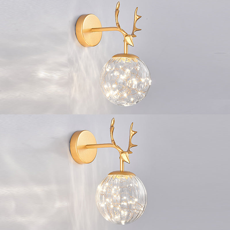 Modern Style Spherical Shape Wall Sconce Glass 1 Light Wall Lighting for Bedroom