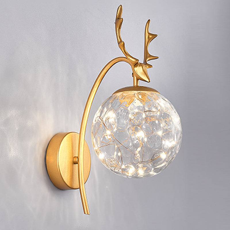 Modern Style Spherical Shape Wall Sconce Glass 1 Light Wall Lighting for Bedroom