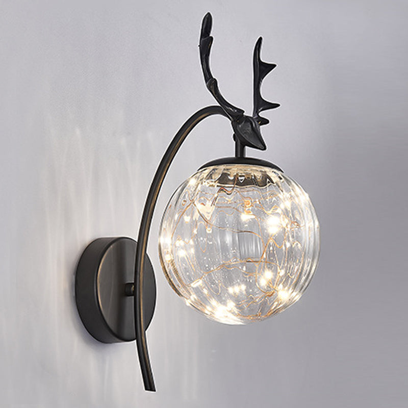 Modern Style Spherical Shape Wall Sconce Glass 1 Light Wall Lighting for Bedroom