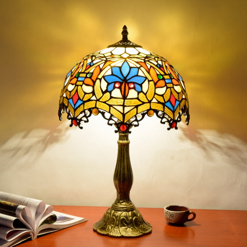 Tiffany Style Table Lamp 1-Light Desk Lamp with Glass Shade for Bedroom