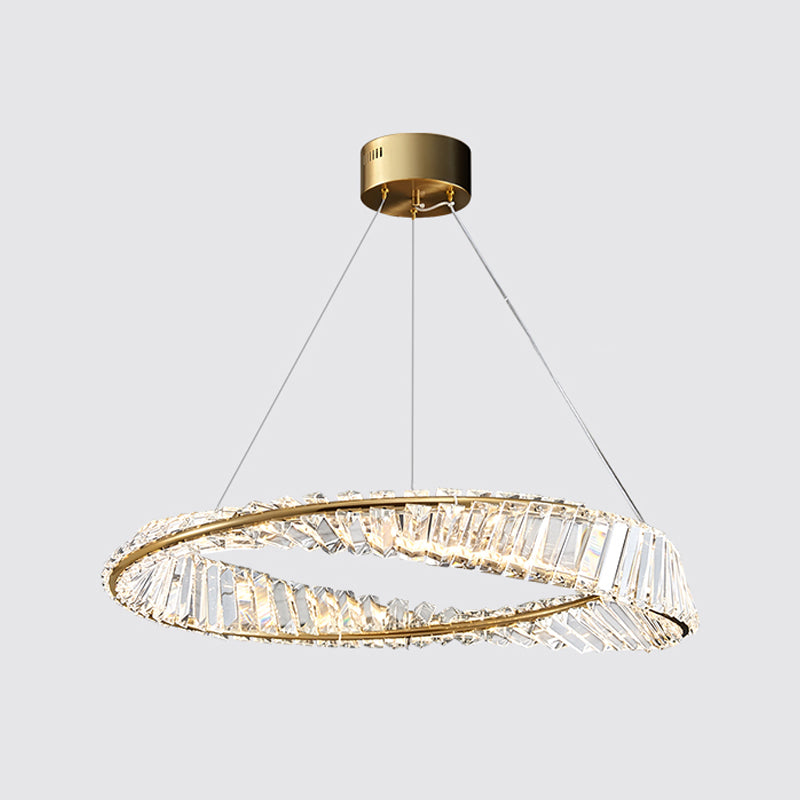 Contemporary Ring Chandelier Light Fixture Beveled Crystal Pendant Chandelier