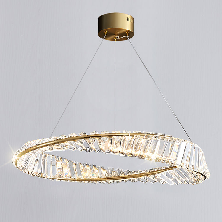 Contemporary Ring Chandelier Light Fixture Beveled Crystal Pendant Chandelier