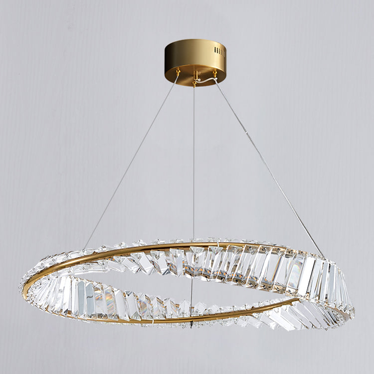 Contemporary Ring Chandelier Light Fixture Beveled Crystal Pendant Chandelier