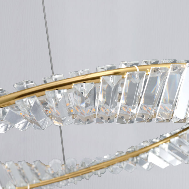 Contemporary Ring Chandelier Light Fixture Beveled Crystal Pendant Chandelier