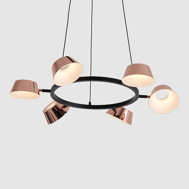 Postmodern Style Bowl Shape Chandelier Light Fixture Metal Rose Gold Pendant Light