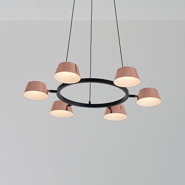 Postmodern Style Bowl Shape Chandelier Light Fixture Metal Rose Gold Pendant Light