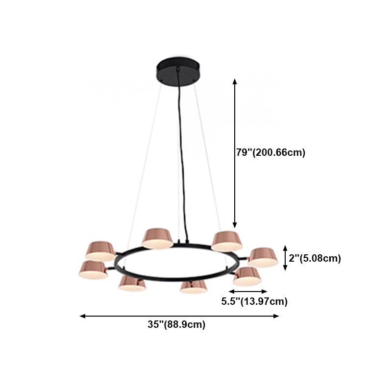 Postmodern Style Bowl Shape Chandelier Light Fixture Metal Rose Gold Pendant Light