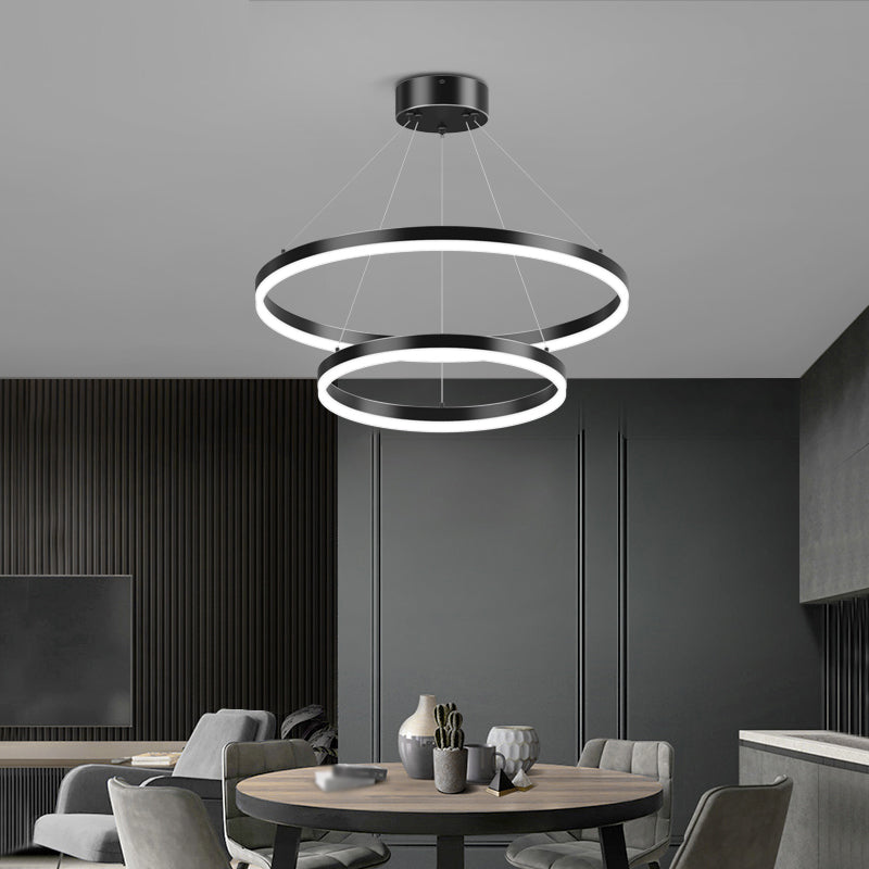 Contemporary Circle Shape Pendant Chandeliers Metal Pendant Lighting in Black