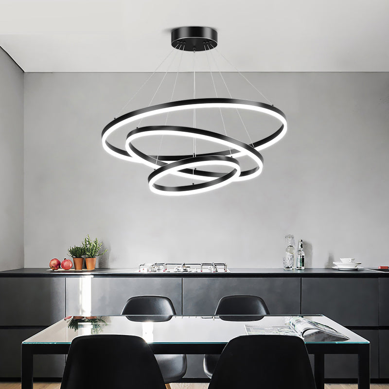 Contemporary Circle Shape Pendant Chandeliers Metal Pendant Lighting in Black