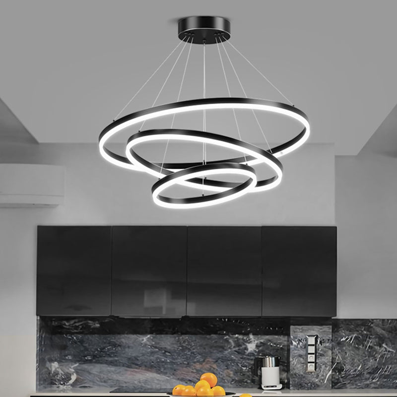 Contemporary Circle Shape Pendant Chandeliers Metal Pendant Lighting in Black