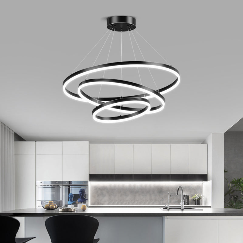 Contemporary Circle Shape Pendant Chandeliers Metal Pendant Lighting in Black