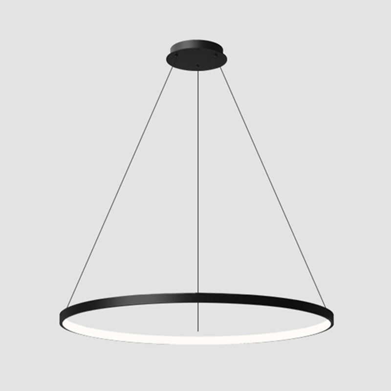 Contemporary Circle Shape Pendant Chandelier Metal Single Light Pendant Lighting in Black