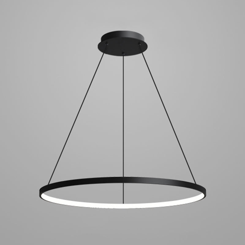 Contemporary Circle Shape Pendant Chandelier Metal Single Light Pendant Lighting in Black