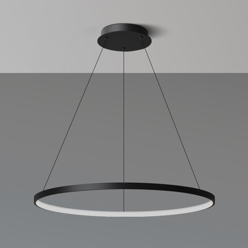 Contemporary Circle Shape Pendant Chandelier Metal Single Light Pendant Lighting in Black