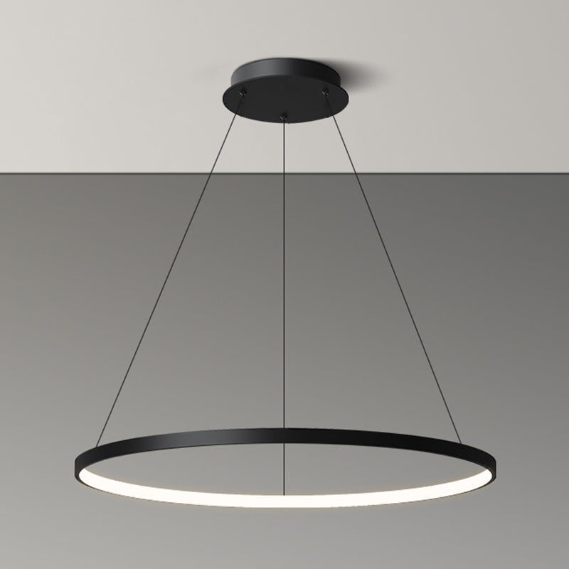 Contemporary Circle Shape Pendant Chandelier Metal Single Light Pendant Lighting in Black