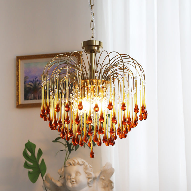 American Water Droplets Shape Chandelier Gold Chandelier Pendant for Dining Room