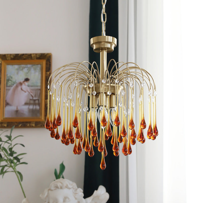 American Water Droplets Shape Chandelier Gold Chandelier Pendant for Dining Room