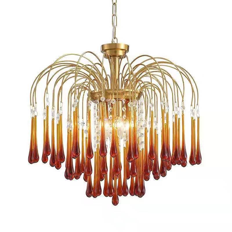 American Water Droplets Shape Chandelier Gold Chandelier Pendant for Dining Room
